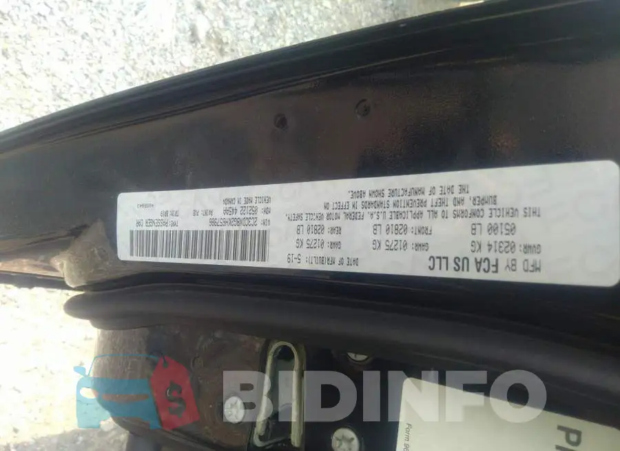 2C3CDXBG2KH657986 Photo# 9