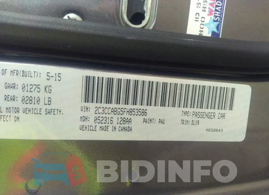 2C3CCABG5FH853586 Photo# 9