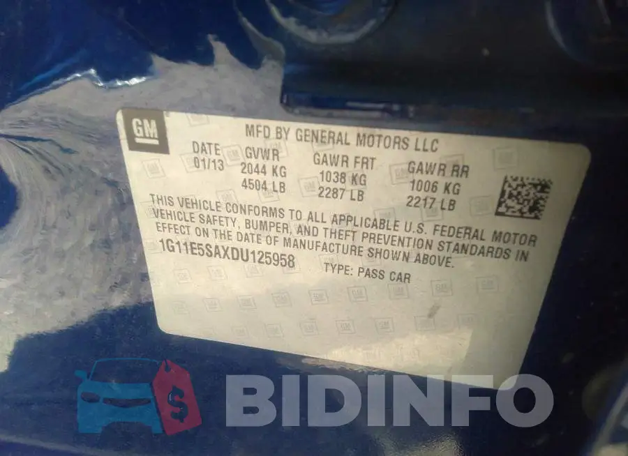 1G11E5SAXDU125958 Photo# 9
