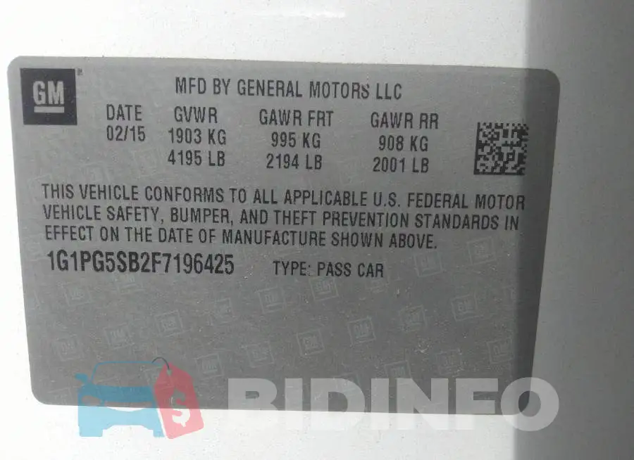 1G1PG5SB2F7196425 Photo# 9