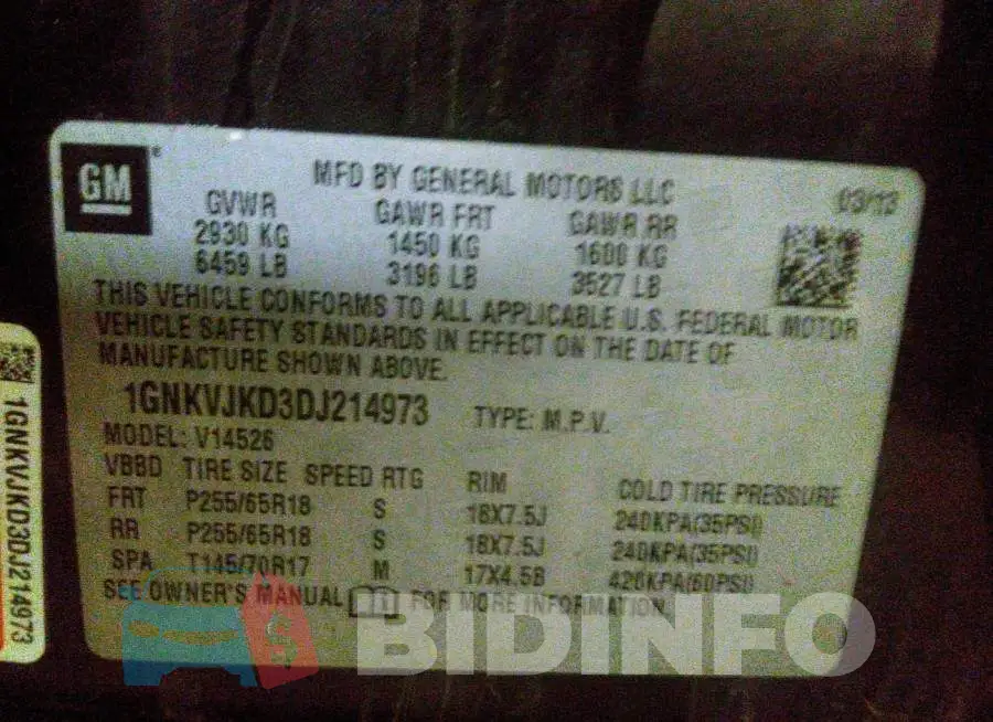 1GNKVJKD3DJ214973 Photo# 9