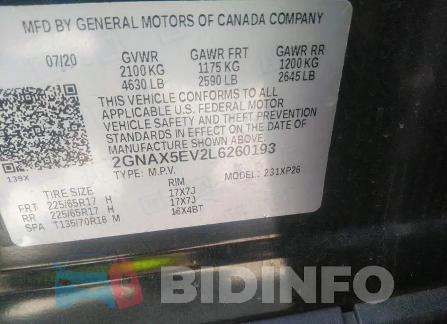 2GNAX5EV2L6260193 Photo# 9