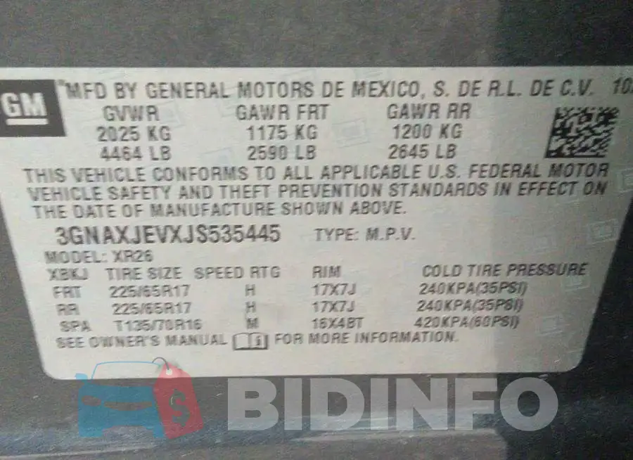 3GNAXJEVXJS535445 Photo# 9