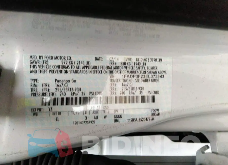 1FADP3F23EL373343 Photo# 9