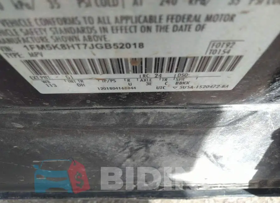 1FM5K8HT7JGB52018 Photo# 9