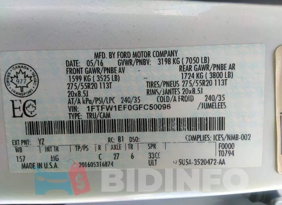 1FTFW1EF0GFC50096 Photo# 9
