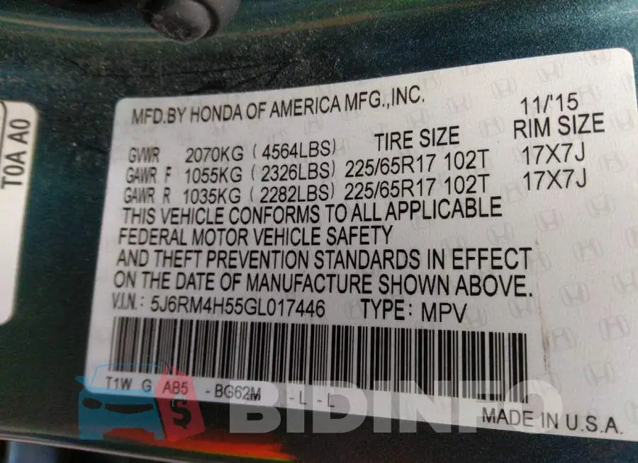 5J6RM4H55GL017446 Photo# 9