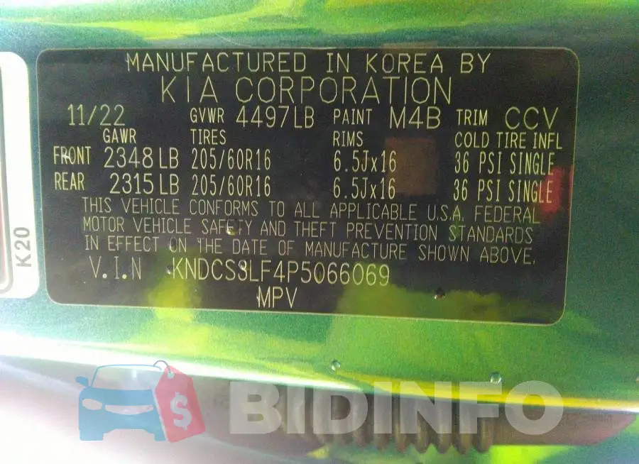KNDCS3LF4P5066069 Photo# 9