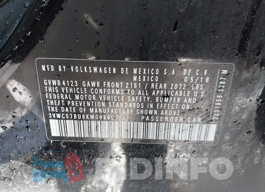 3VWC57BU6KM048607 Photo# 9