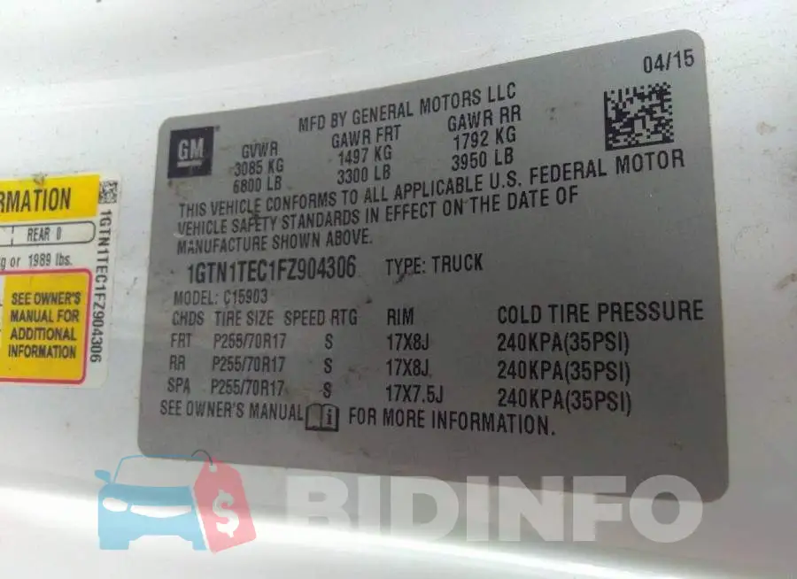 1GTN1TEC1FZ904306 Photo# 9