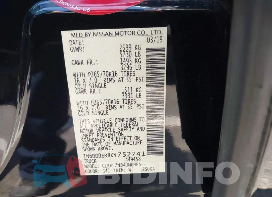 1N6DD0ER8KN752741 Photo# 9