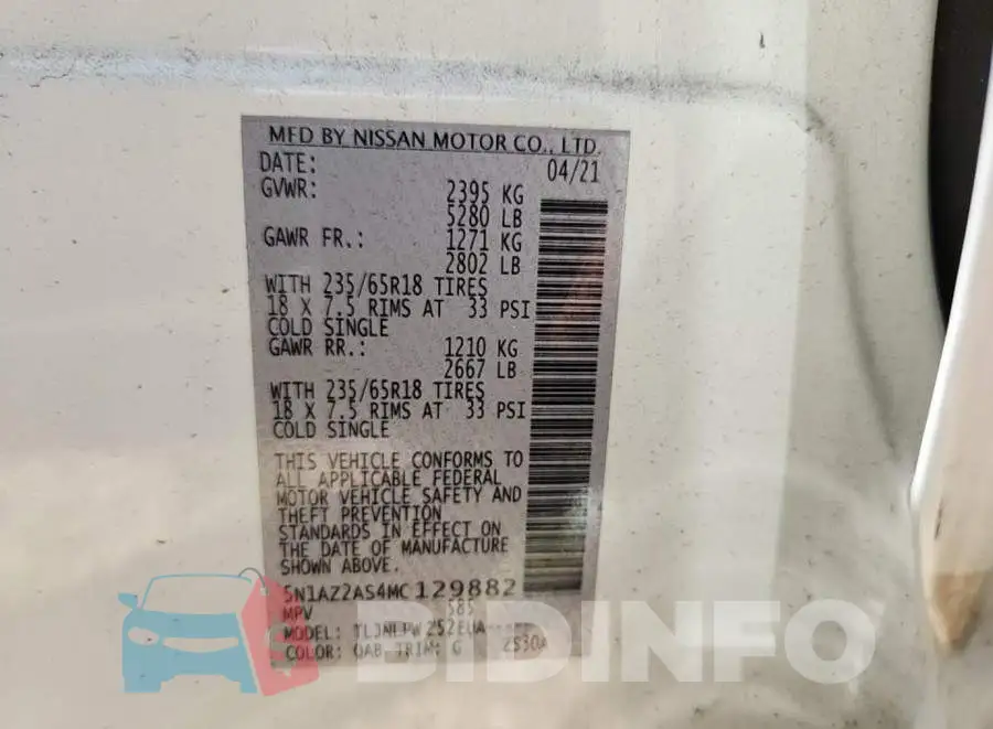 5N1AZ2AS4MC129882 Photo# 8