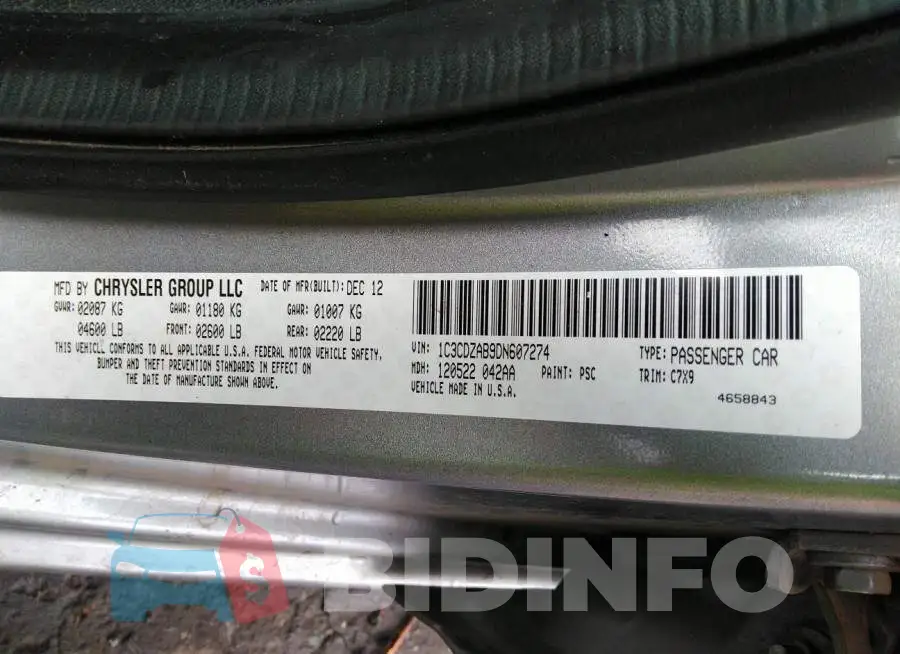 1C3CDZAB9DN607274 Photo# 9