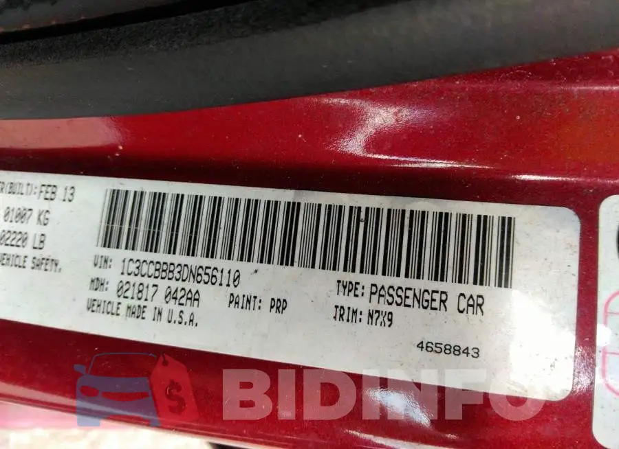 1C3CCBBB3DN656110 Photo# 9