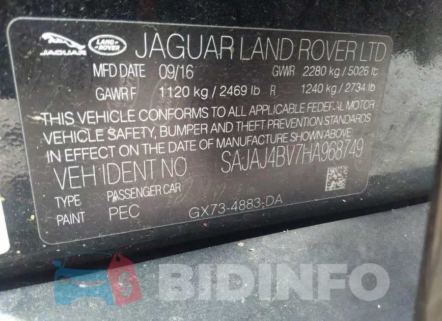SAJAJ4BV7HA968749 Photo# 9