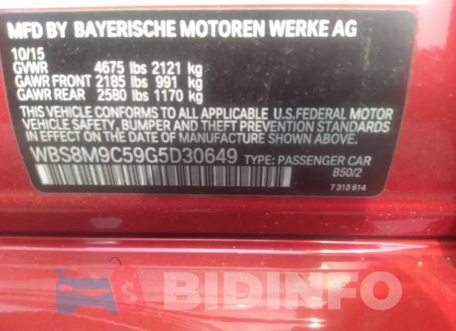 WBS8M9C59G5D30649 Photo# 9