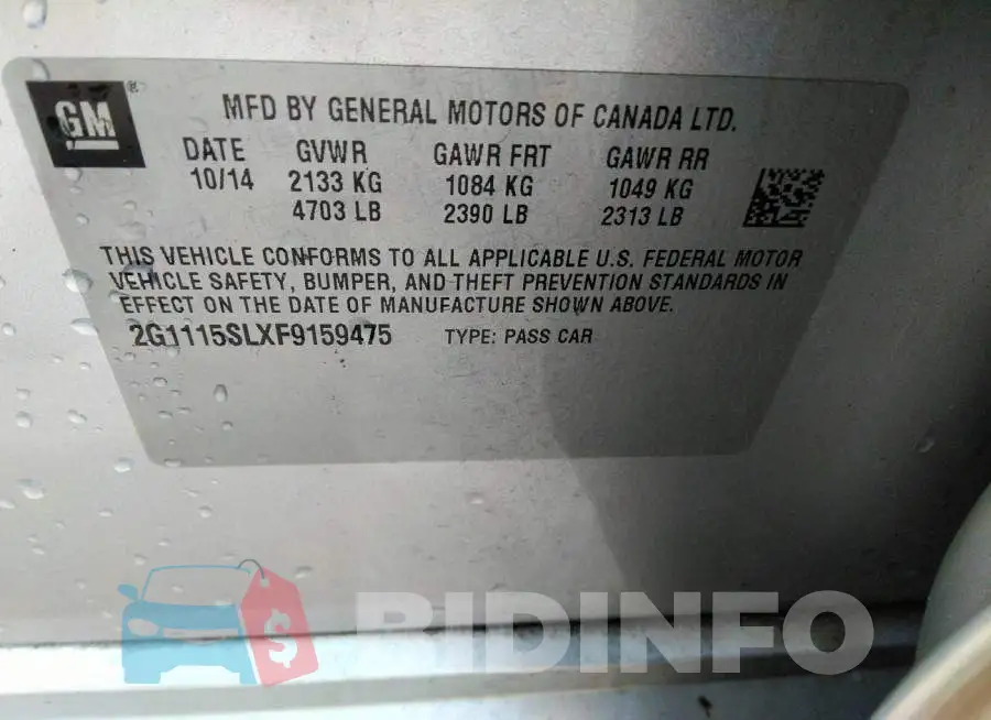 2G1115SLXF9159475 Photo# 9