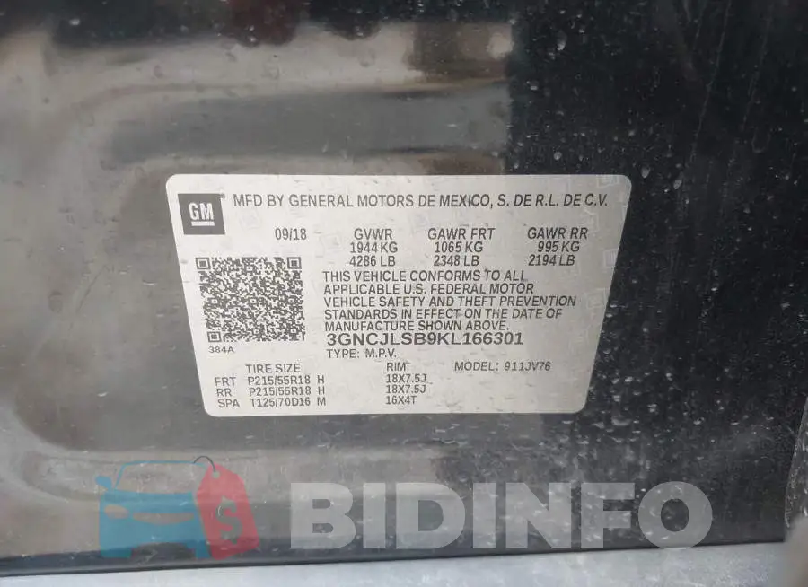 3GNCJLSB9KL166301 Photo# 9