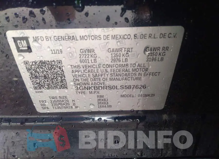 3GNKBDRS0LS587626 Photo# 9