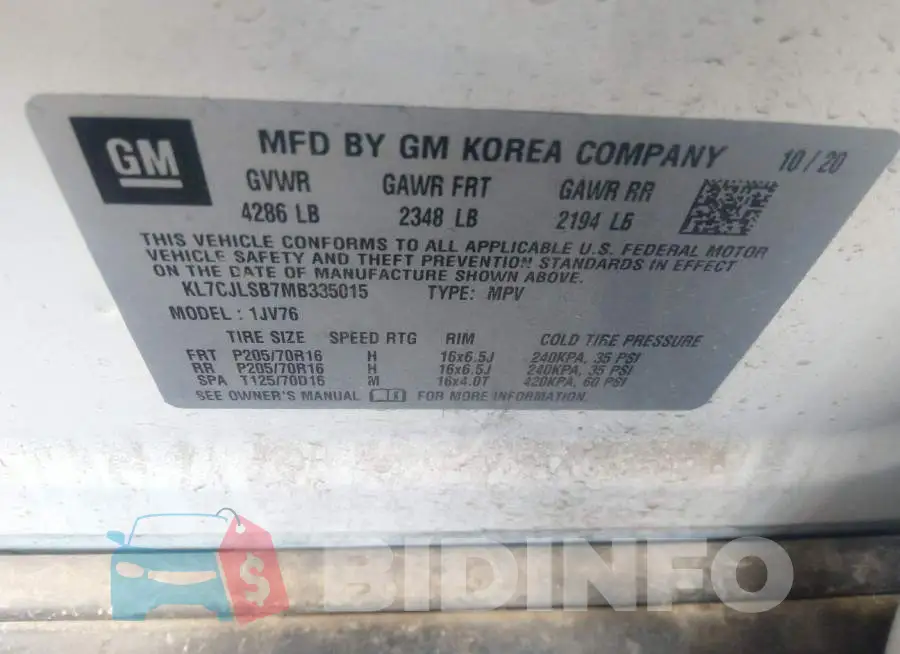 KL7CJLSB7MB335015 Photo# 9
