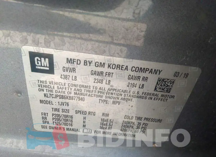 KL7CJPSB6KB877940 Photo# 9
