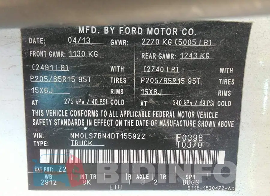 NM0LS7BN4DT155922 Photo# 9