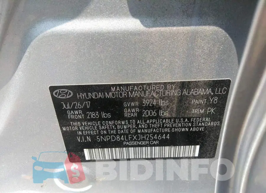5NPD84LFXJH254644 Photo# 9