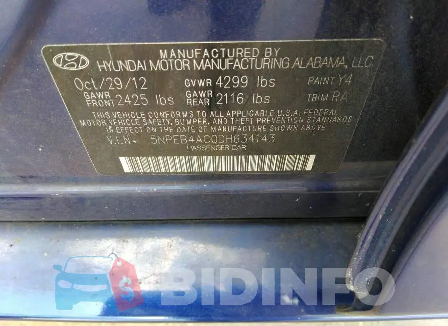 5NPEB4AC0DH634143 Photo# 9