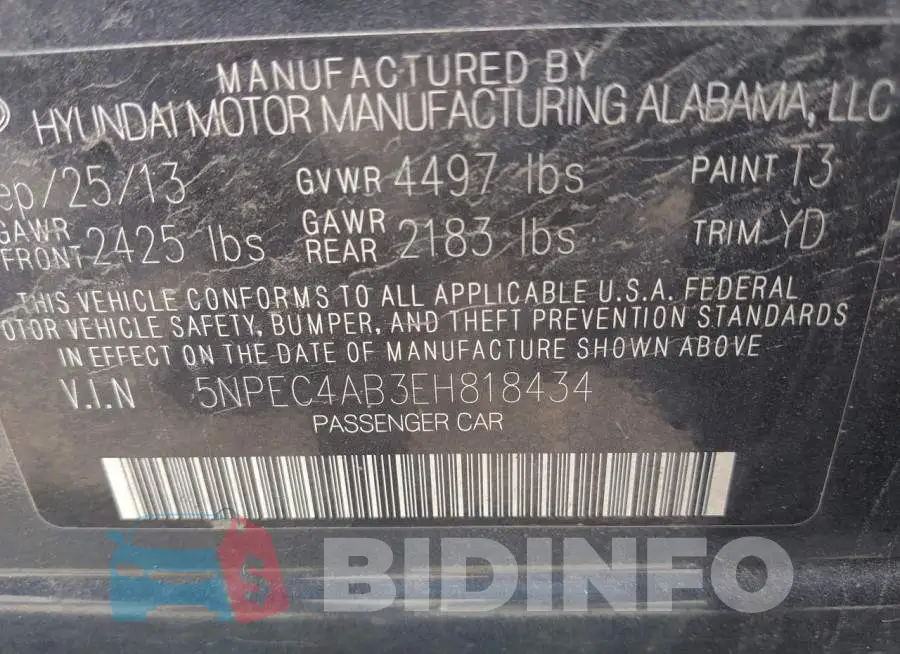 5NPEC4AB3EH818434 Photo# 9