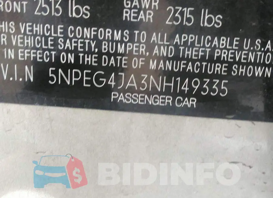 5NPEG4JA3NH149335 Photo# 9