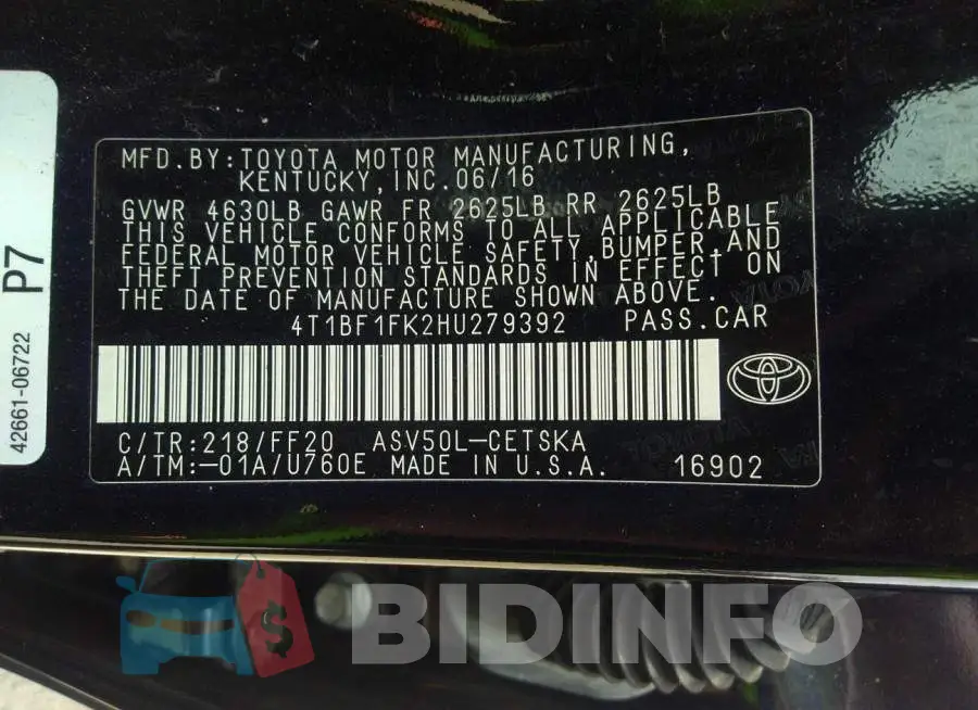 4T1BF1FK2HU279392 Photo# 9