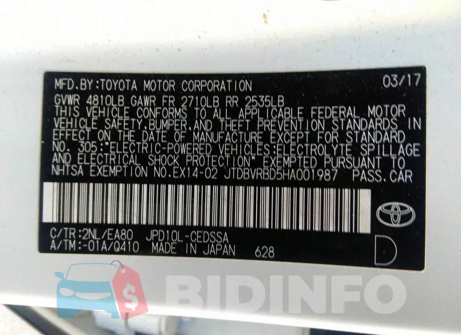 JTDBVRBD5HA001987 Photo# 9