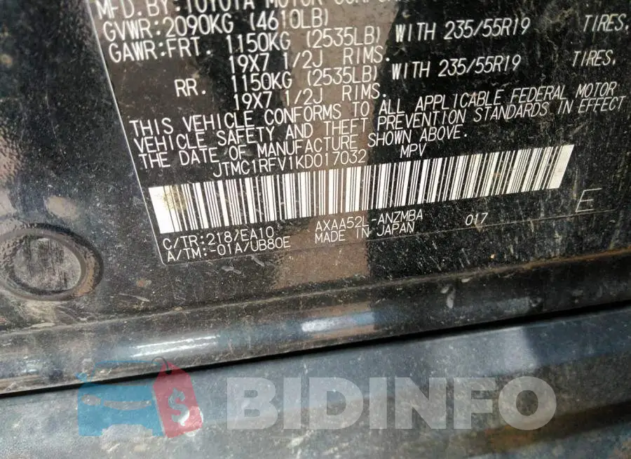 JTMC1RFV1KD017032 Photo# 9