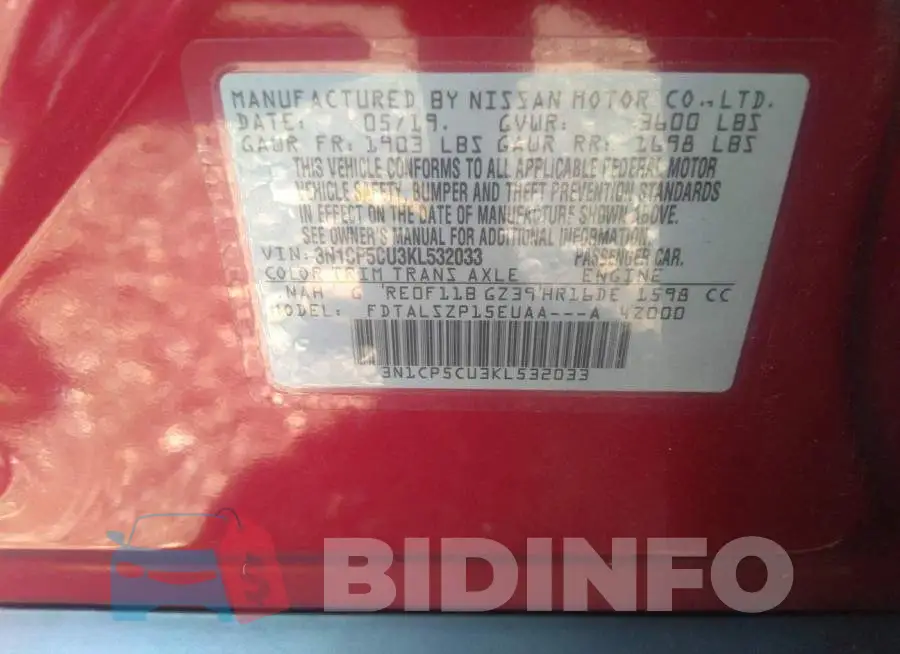 3N1CP5CU3KL532033 Photo# 9