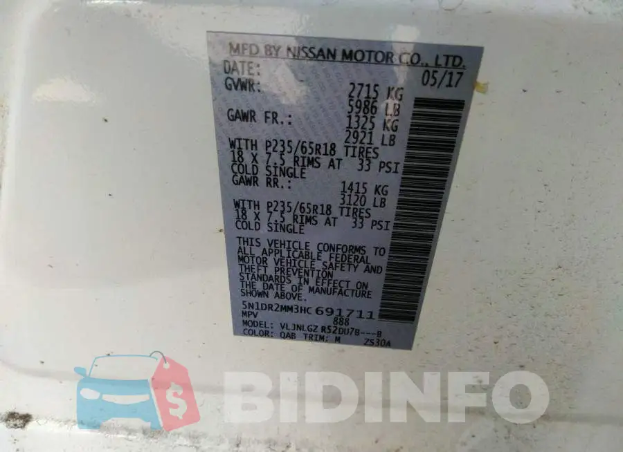 5N1DR2MM3HC691711 Photo# 9