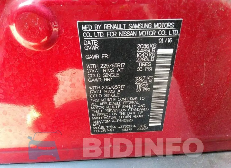 KNMAT2MT4GP645926 Photo# 9