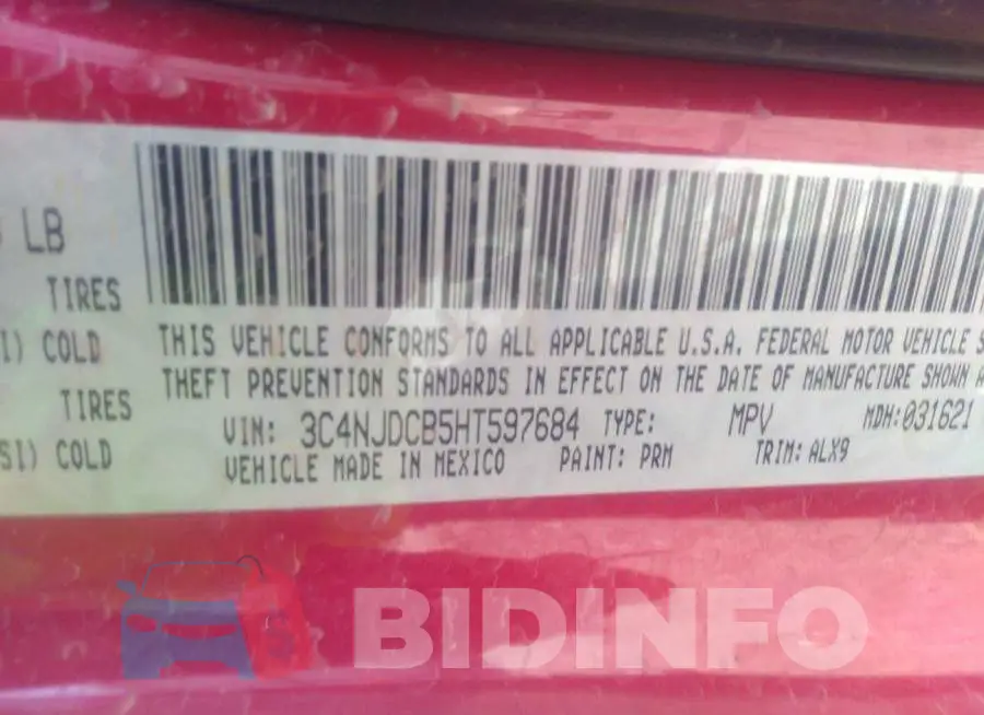 3C4NJDCB5HT597684 Photo# 9