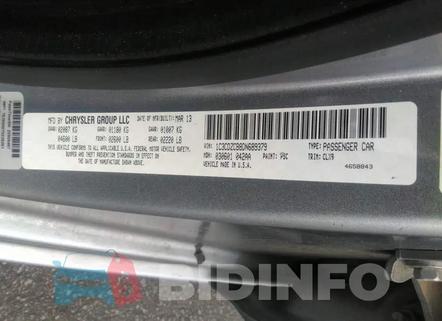 1C3CDZCB8DN689379 Photo# 9