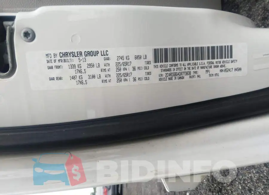 2C4RDGBG4DR773838 Photo# 9