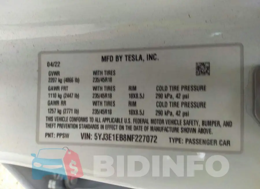 5YJ3E1EB8NF227072 Photo# 9