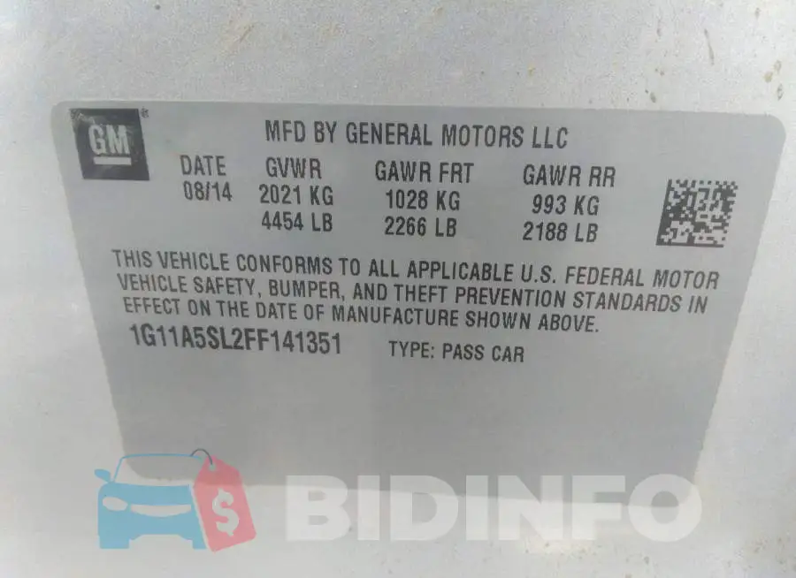 1G11A5SL2FF141351 Photo# 9