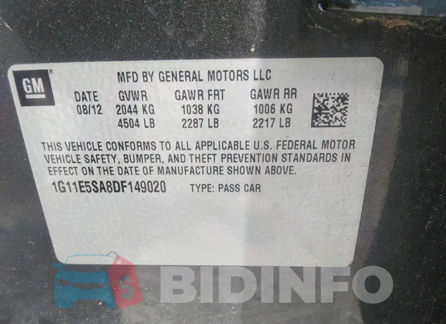 1G11E5SA8DF149020 Photo# 9