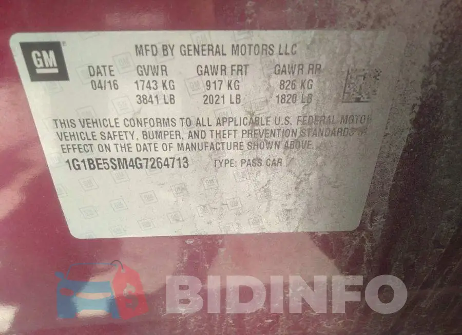 1G1BE5SM4G7264713 Photo# 9