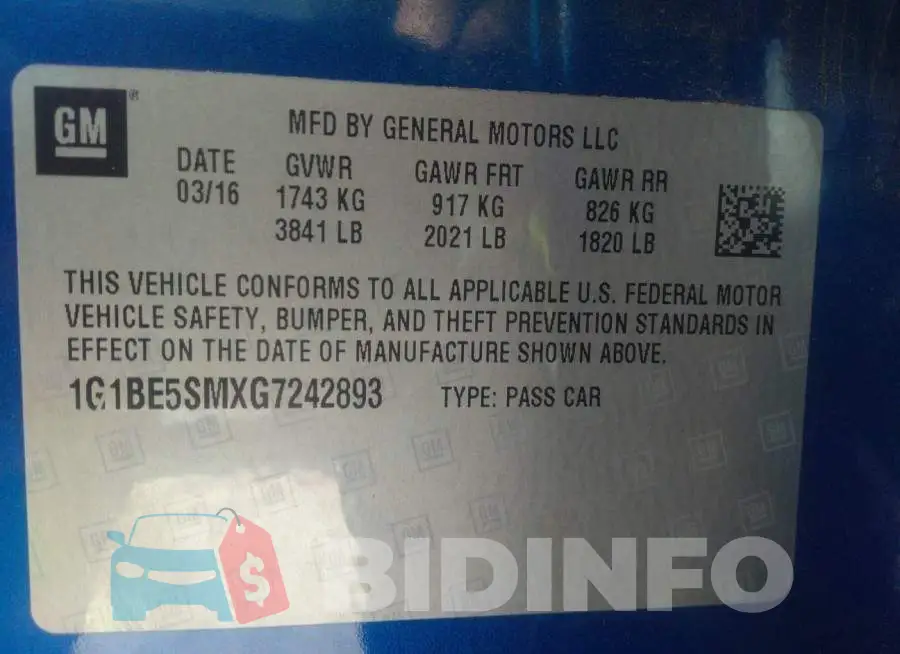 1G1BE5SMXG7242893 Photo# 9