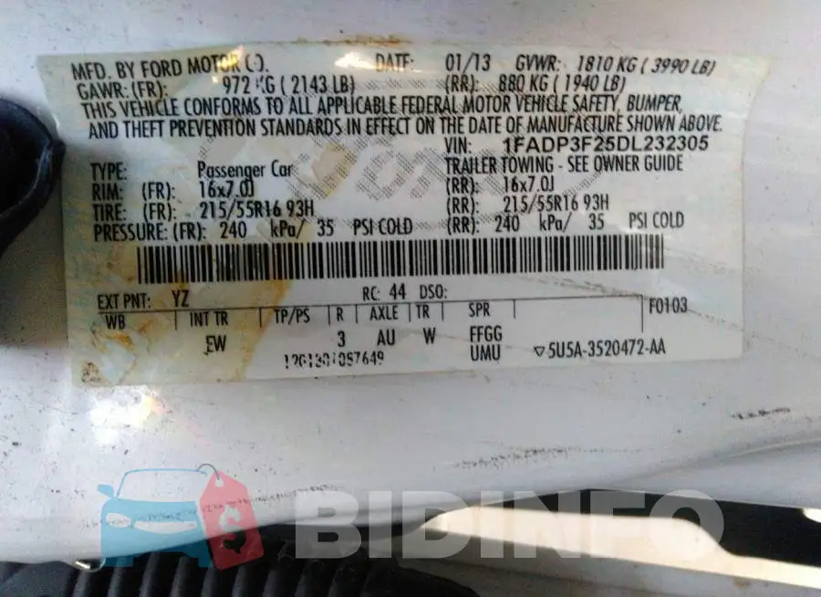 1FADP3F25DL232305 Photo# 9