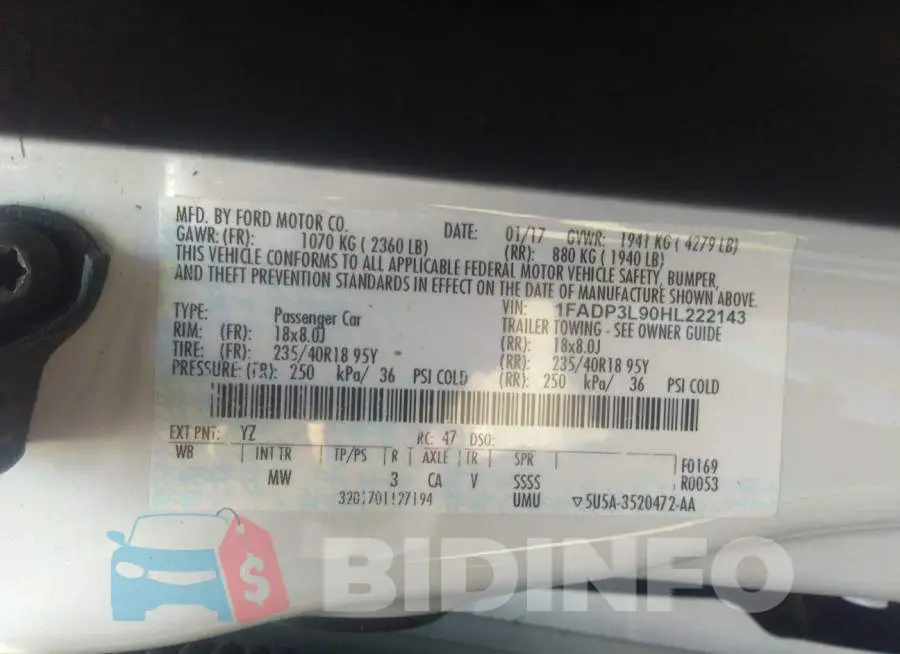 1FADP3L90HL222143 Photo# 9