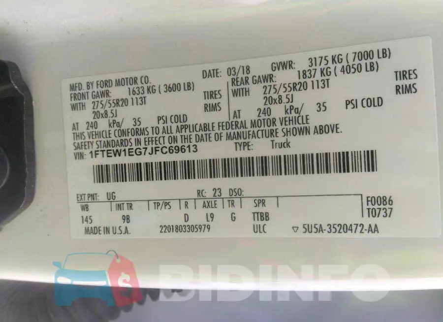1FTEW1EG7JFC69613 Photo# 9