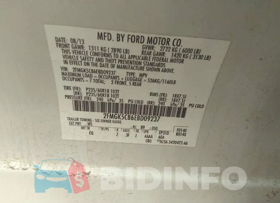 2FMGK5C86EBD09237 Photo# 9