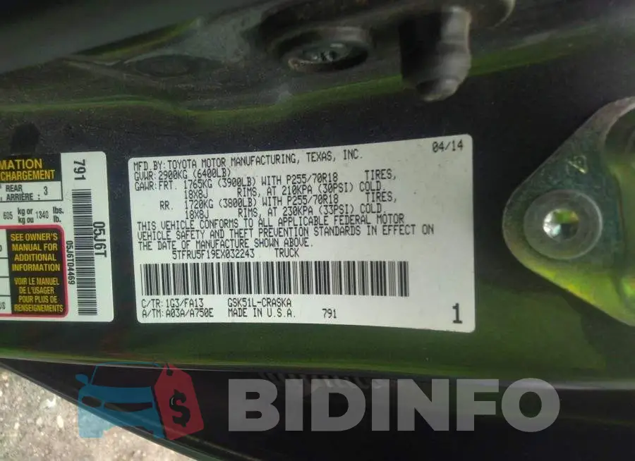 5TFRU5F19EX032243 Photo# 9