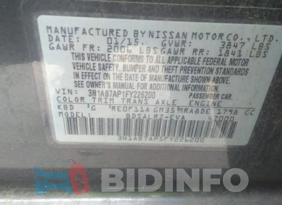 3N1AB7AP1FY226200 Photo# 9